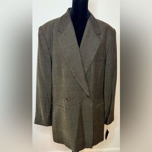 NWT old stock Vintage Theo Miles women’s wool blend brown polka dot blazer 14